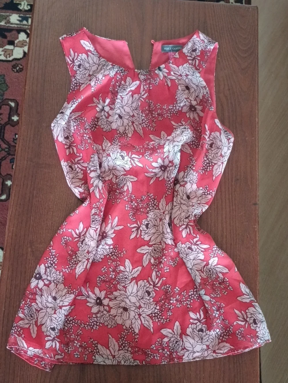 Floral Sleeveless Coral Blouse - Women's Top